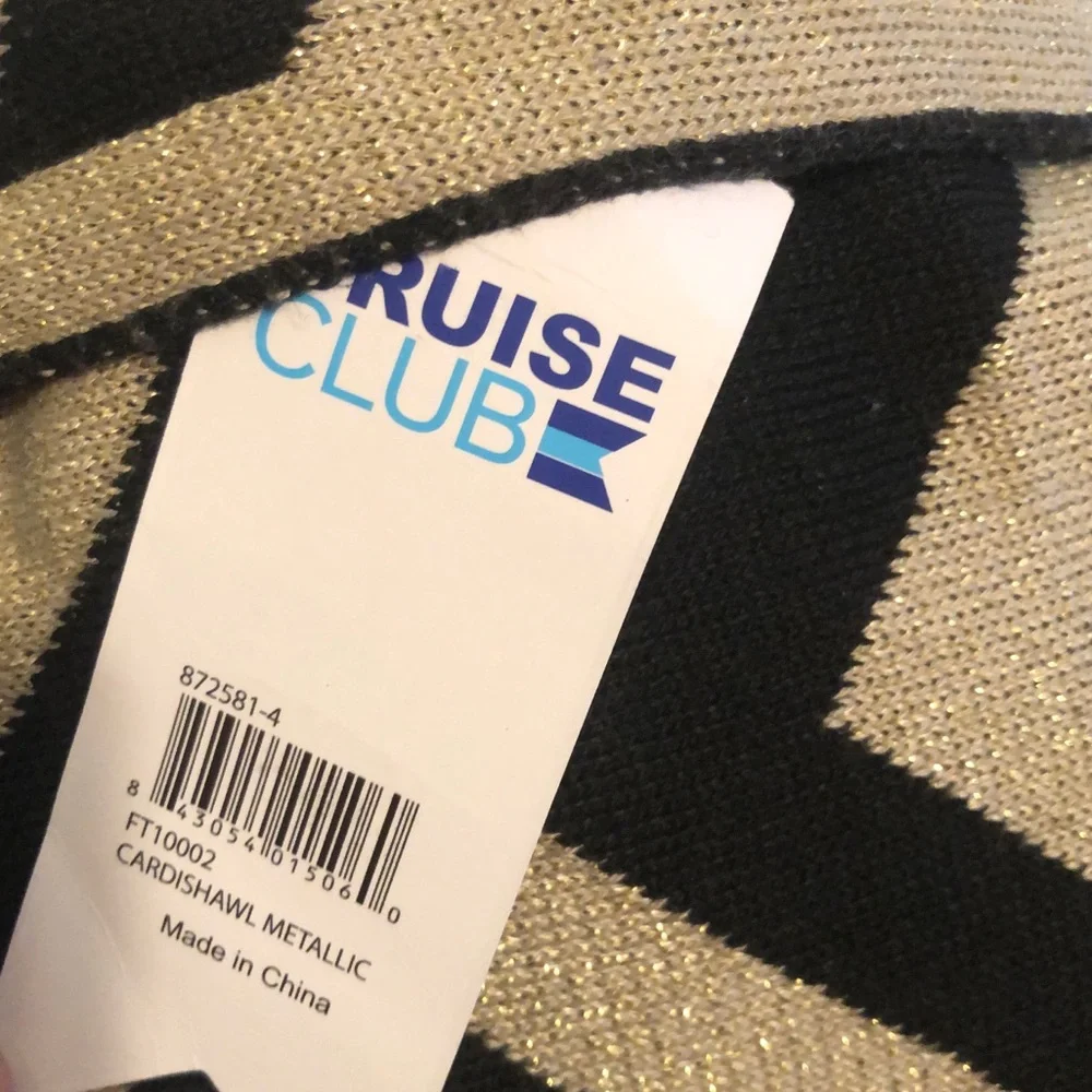Cruise club NWT black and gold chevron print versatile Cardigan scarf shawl